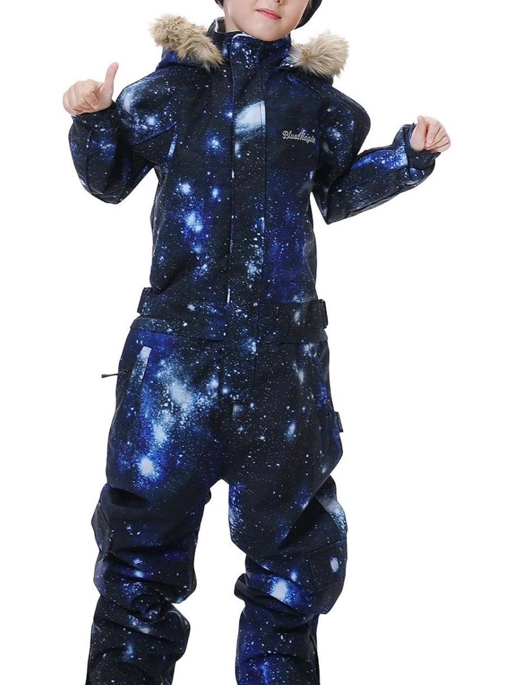 Kids Galaxy-Print Winter Snowsuit - Blue
